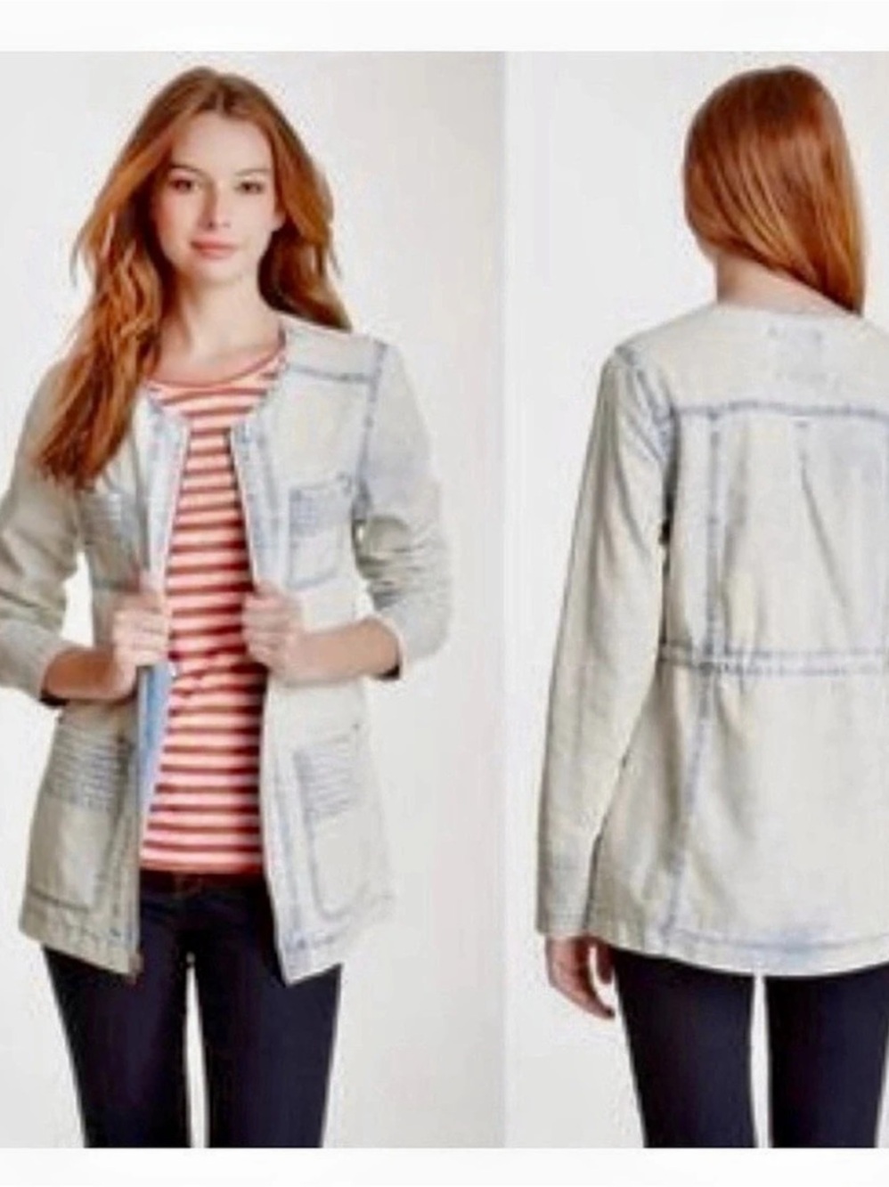 Jack Utility Jacket BB Dakota/ Anthropologie in White & Blue Size S great cond!